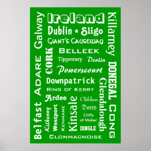Irlandstadt-u. -platz-Plakat Poster