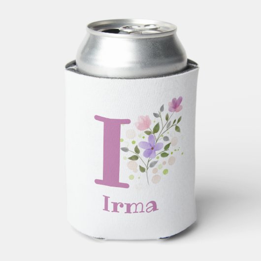 Irma Name mit floralem Design Dosenkühler (Kanne Vorderseite)