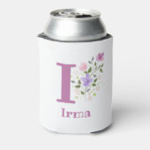 Irma Name mit floralem Design Dosenkühler (Kanne Rückseite)