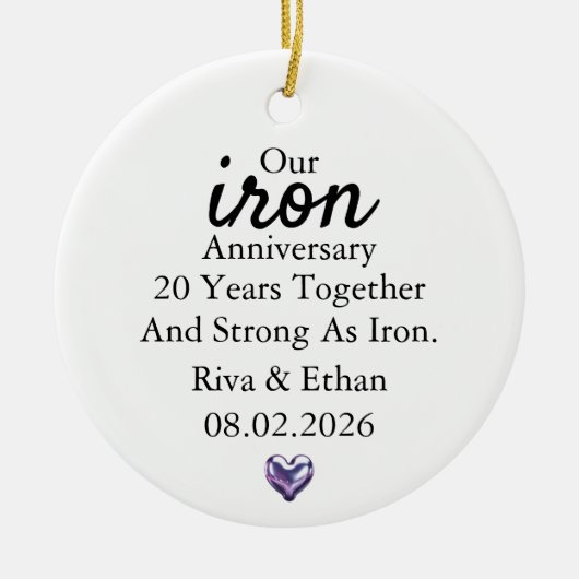 Iron Anniversary Ornament, Iron 20th Anniversary Keramik Ornament (Vorne)
