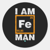 Iron (fe) Man Funny Periodic Elemen Gift Runder Aufkleber (Vorderseite)
