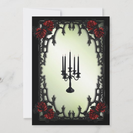 Iron Gothic Rote Rose Green Probe Dinner Einladung (Rückseite)