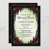 Iron Gothic Rote Rose Green Probe Dinner Einladung (Vorne/Hinten)