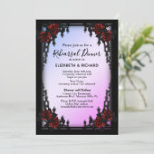 Iron Gothic Rote Rose Lila Probe Abendessen Einladung (Stehend Vorderseite)