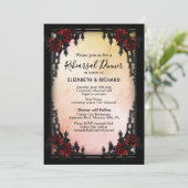 Iron Gothic Rote Rose Peach Probe Dinner Einladung (Stehend Vorderseite)
