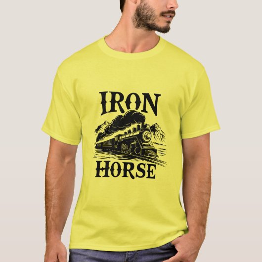 Iron Horse" Moderner Western Lokomotive T - Shirt (Vorderseite)