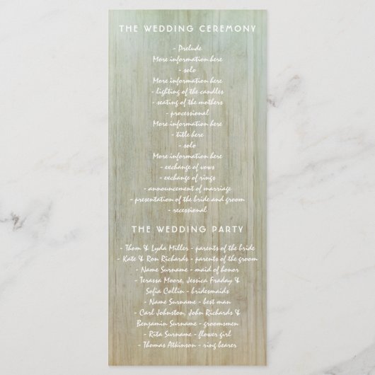 Iron Lantern Lights Floral rustikale Hochzeitsprog Programm (Rückseite)