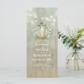 Iron Lantern Lights Floral rustikale Hochzeitsprog Programm (Stehend Vorderseite)