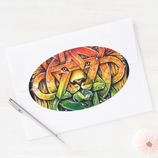 Iron Lion Zion - M1 Ovaler Aufkleber (Umschlag)