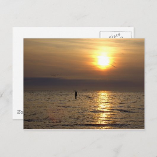 Iron Man Sculpture, Crosby, Liverpool Vereinigtes  Postkarte (Vorne/Hinten)