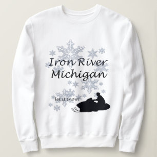 Iron River Michigan Snowmobile Snow Ladys Sweatshirt