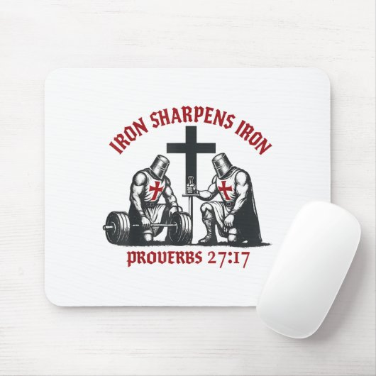 Iron Sharpens Iron Bible Scripture Christian Gym W Mousepad (Mit Mouse)