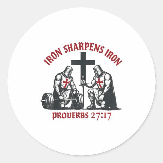 Iron Sharpens Iron Bible Scripture Christian Gym W Runder Aufkleber (Vorderseite)