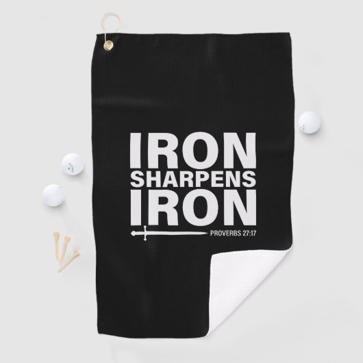 Iron Sharpens Iron Black Golfhandtuch (Insitu)