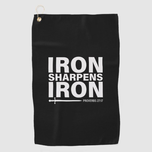 Iron Sharpens Iron Black Golfhandtuch (Vorderseite)
