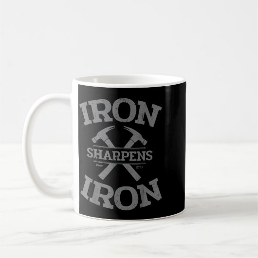 Iron Sharpens Iron Proverbs 27_17 Gym Workout Men Kaffeetasse (Links)