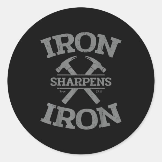 Iron Sharpens Iron Proverbs 27_17 Gym Workout Men Runder Aufkleber (Vorderseite)