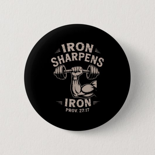 Iron Sharpens Iron Youth Christian Workout Gym Wei Button (Vorderseite)