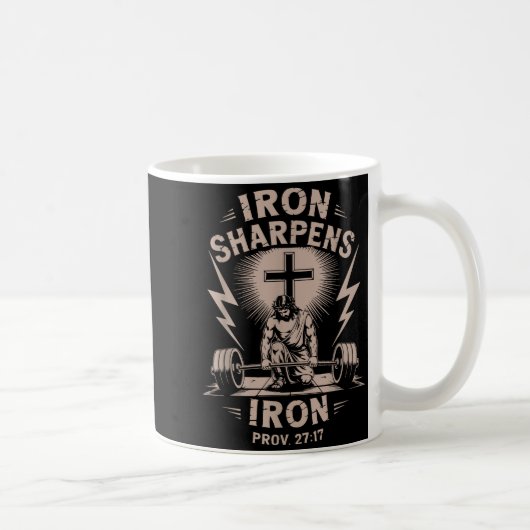 Iron Sharpens Iron Youth Christian Workout Gym Wei Kaffeetasse (Rechts)