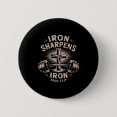 Iron Sharpens Iron Youth Funny Christian Workout G Button (Vorderseite)