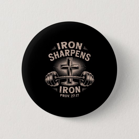 Iron Sharpens Iron Youth Funny Christian Workout G Button (Vorderseite)