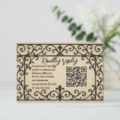 Iron Vow QR Code Wedding RSVP Card (Stehend Vorderseite)