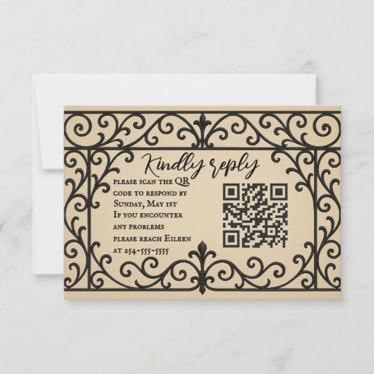 Iron Vow QR Code Wedding RSVP Card Karte (Vorderseite)