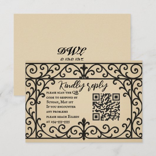 Iron Vow QR Code Wedding RSVP Card Karte (Vorne/Hinten)