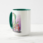 IRONIC DINOSAUR GAS PUMP von Jeff Willis Art Tasse (Vorderseite Links)