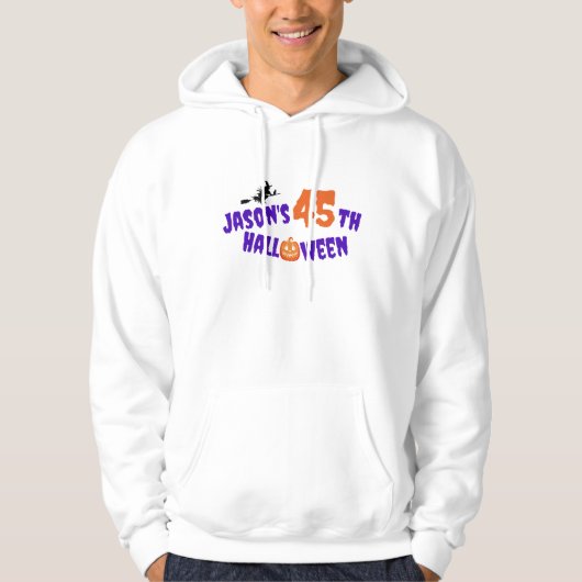Ironic orange Halloween Pumpkin purple witch Hoodie (Vorderseite)