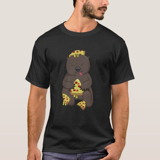 Ironic Wombat Eating Pizza Cute Rodent T-Shirt (Vorderseite)