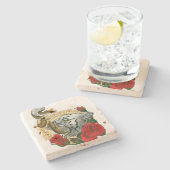 "Ironie " Steinuntersetzer (Seitenansicht)