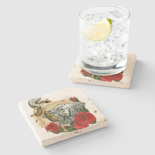 "Ironie " Steinuntersetzer (Seitenansicht)