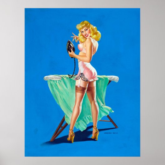 Ironing Girl Button Up Poster (Vorne)