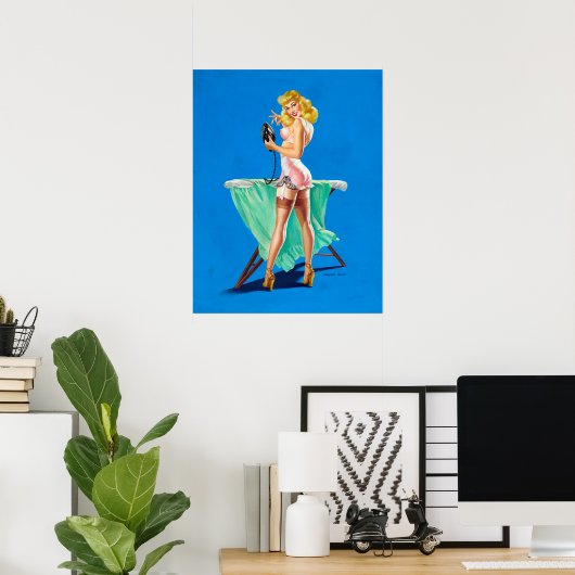 Ironing Girl Button Up Poster (Heimbüro)