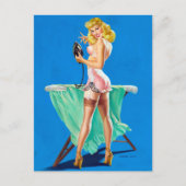 Ironing Girl Button Up Postkarte (Vorderseite)