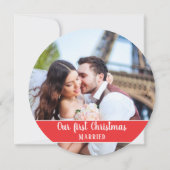 Ironisch got wir verheiratetes Foto Feiertagskarte (Rückseite)