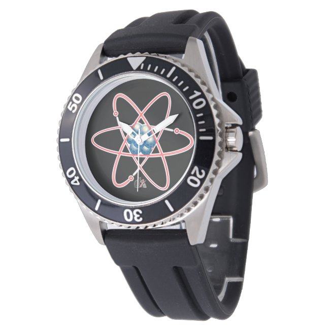 Ironische Atom-Uhr Armbanduhr (Schrägansicht)