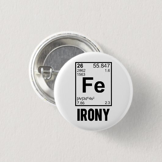 Ironische chemisches Element F.E.-Ironie Button (Vorne & Hinten)