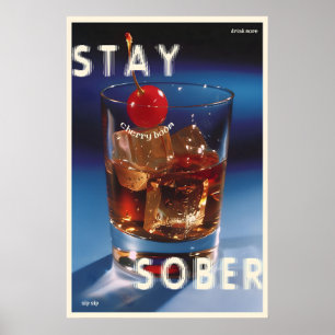 Ironischer Kirsch-Cocktail-Druck Retro-Bar-Wandkun Poster