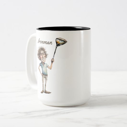 Ironman Golfer Zweifarbige Tasse (Vorderseite Links)