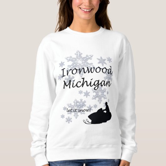 Ironwood Michigan Snowmobile Snow Ladys Sweatshirt (Vorderseite)