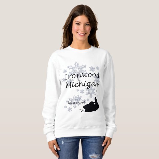 Ironwood Michigan Snowmobile Snow Ladys Sweatshirt (Vorne ganz)