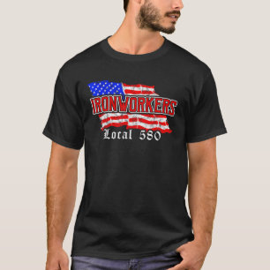 Ironworker Local 580 NYC American Flag Patriotic T-Shirt