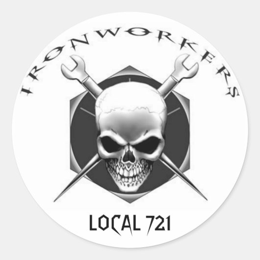 IRONWORKER SKULL 721 RUNDER AUFKLEBER (Vorderseite)