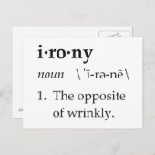 Irony definiert das Gegenteil von Frinkly Postkarte (Vorne/Hinten)