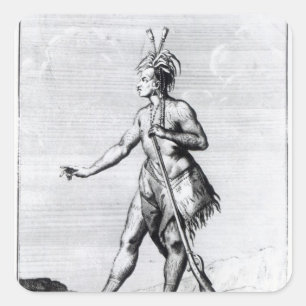 Iroquois Mann, Einwohner von Kanada Quadratischer Aufkleber