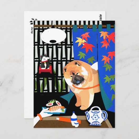 IRRASHAIMASE Chow-Papierausschnitt Postkarte (Vorne/Hinten)