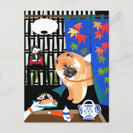 IRRASHAIMASE Chow-Papierausschnitt Postkarte (Vorderseite)