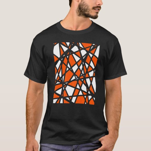 Irregular White Shapes With Orange Accents Abstrac T-Shirt (Vorderseite)